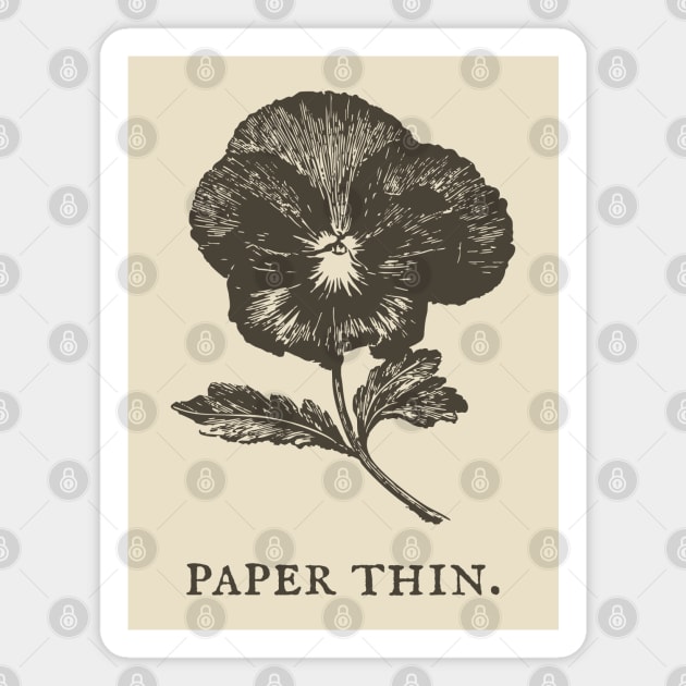 Paper Thin Pressed Pansy Flower Illustration Magnet by TuncGK